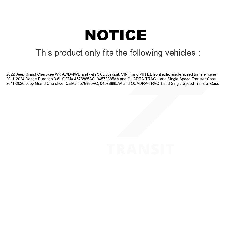 [Avant Gauche] Arbre de transmission CV pour Jeep Grand Cherokee Dodge Durango WK KN7-100105