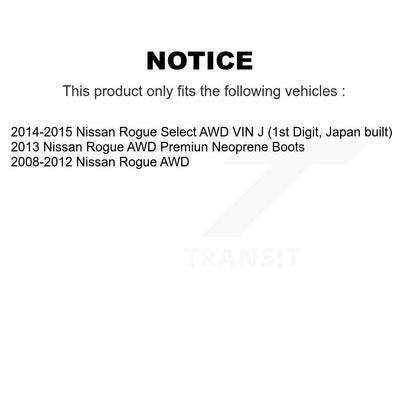 [Avant Gauche] Arbre de transmission CV pour Nissan Rogue Select AWD KN7-100125