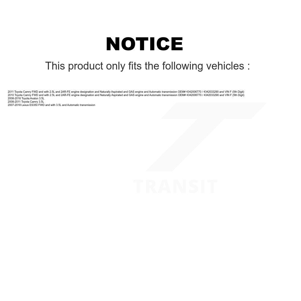 [Avant Gauche] Arbre de transmission CV pour Toyota Camry Lexus ES350 Avalon KN7-100154