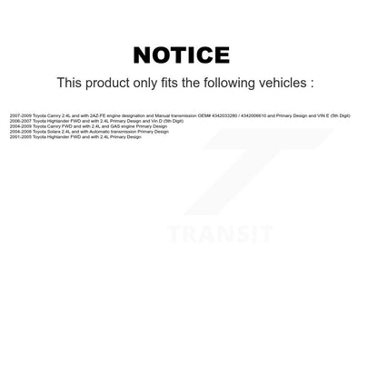 [Avant Gauche] Arbre de transmission CV pour Toyota Camry Highlander Solara KN7-100163