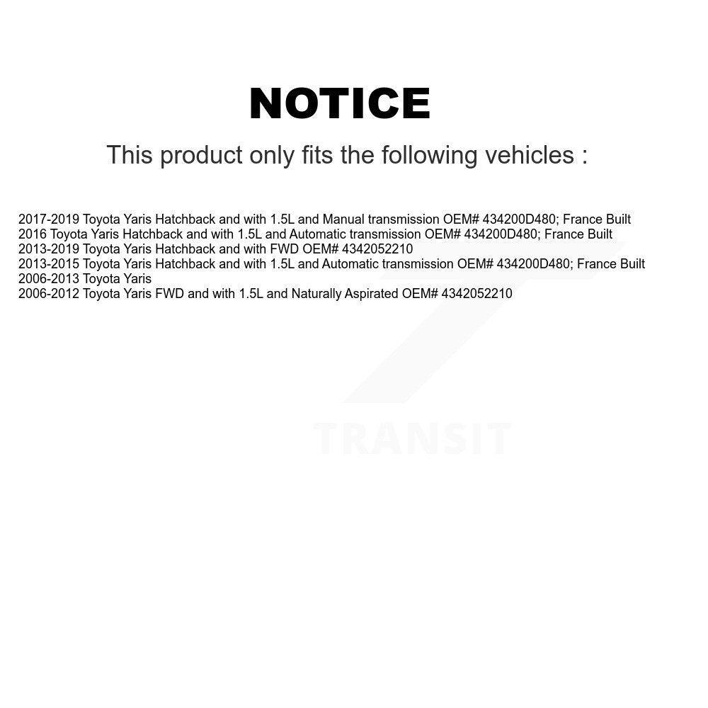 [Avant Gauche] Arbre de transmission CV pour Toyota Yaris KN7-100206