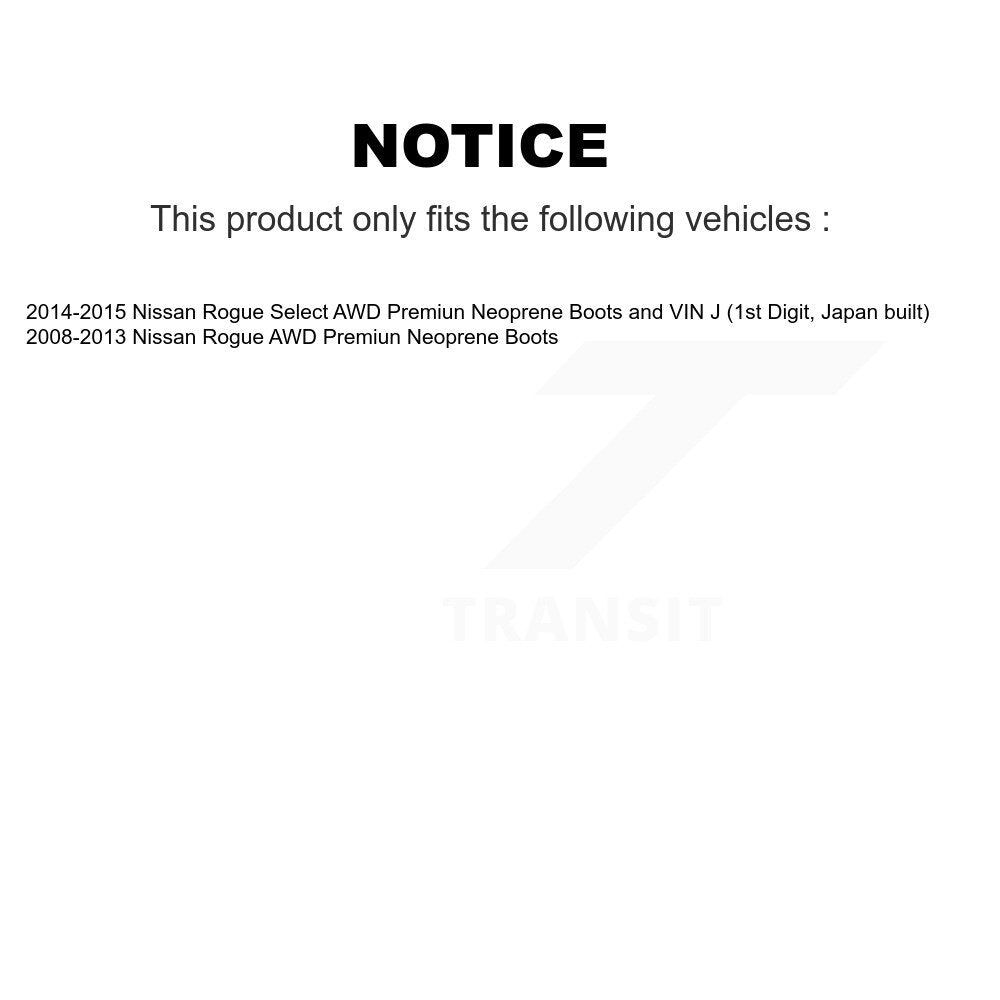 [Avant Droite] Arbre de transmission CV pour Nissan Rogue Select AWD KN7-100275
