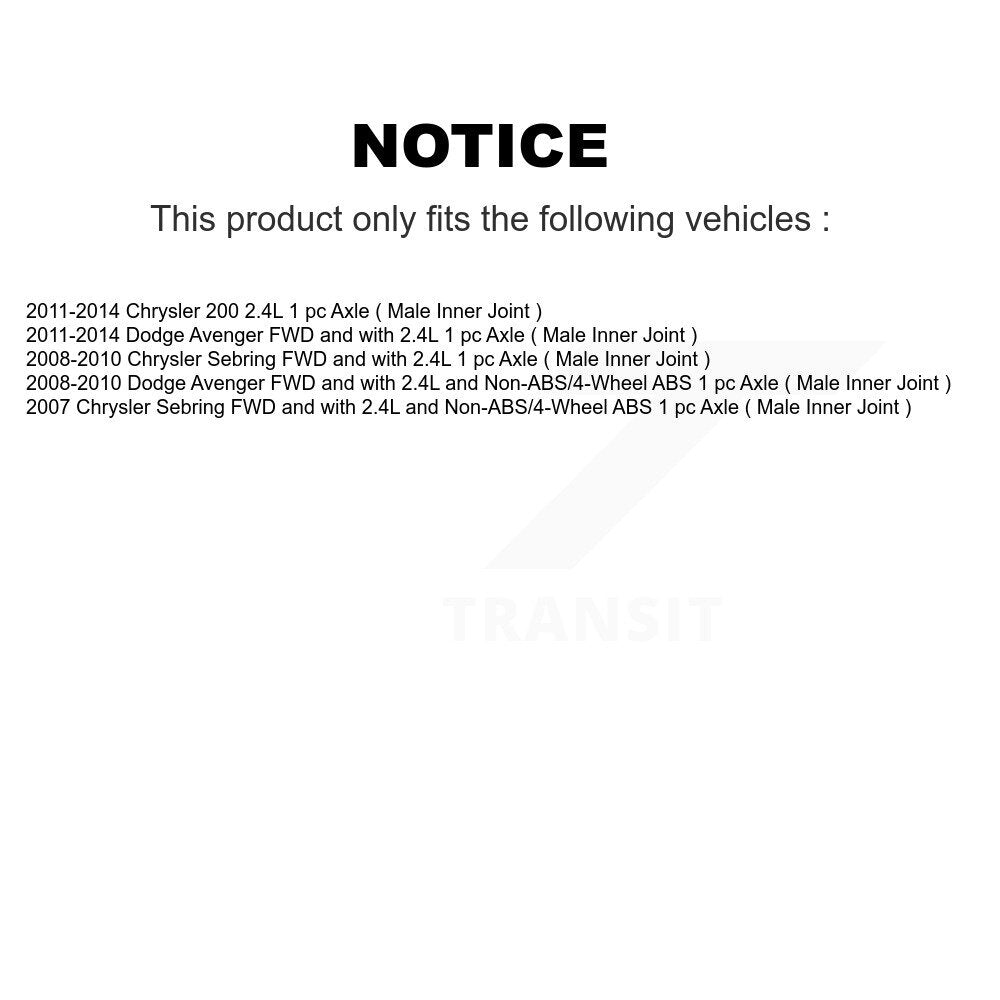 [Avant Droite] Arbre de transmission CV pour Chrysler 200 Dodge Avenger Sebring KN7-100308