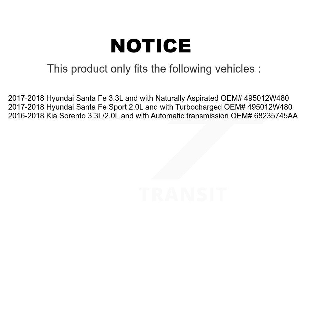 [Avant Droite] Arbre de transmission CV pour 2017-2018 Hyundai Santa Fe Sport KN7-100316