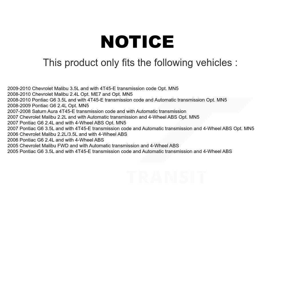 [Avant] Arbre de transmission CV pour Chevrolet Malibu Pontiac G6 Saturn Aura KN7-100369