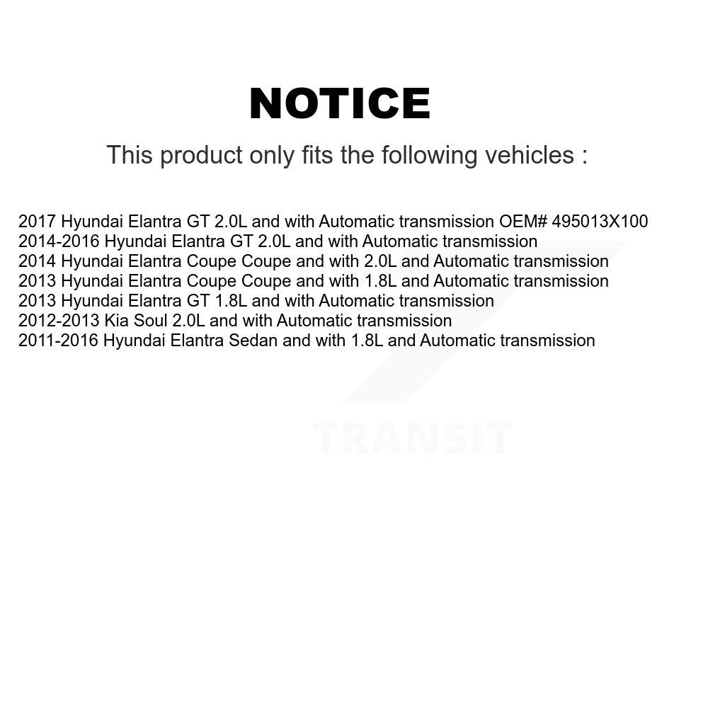 [Avant Droite] Arbre de transmission CV pour Hyundai Elantra GT Kia Soul Coupe KN7-100621