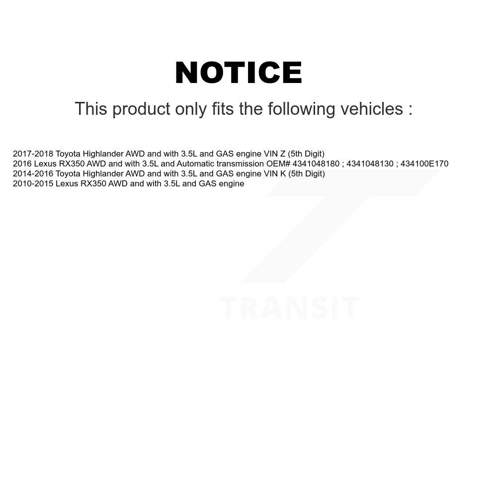 [Avant Droite] Arbre de transmission CV pour Toyota Highlander Lexus RX350 KN7-100667