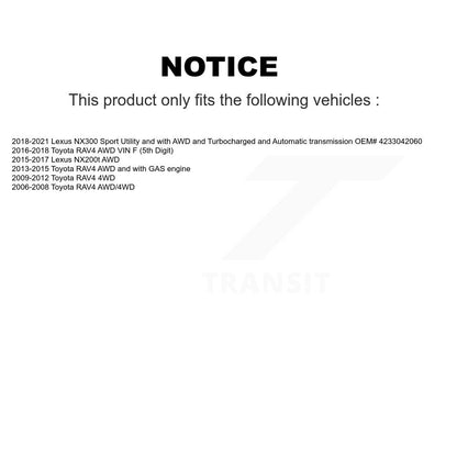 [Arrière Gauche] Arbre de transmission CV pour Toyota RAV4 Lexus NX300 NX200t KN7-100701