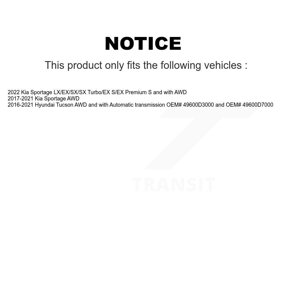 [Arrière] Arbre de transmission CV pour Hyundai Tucson Kia Sportage KN7-100713