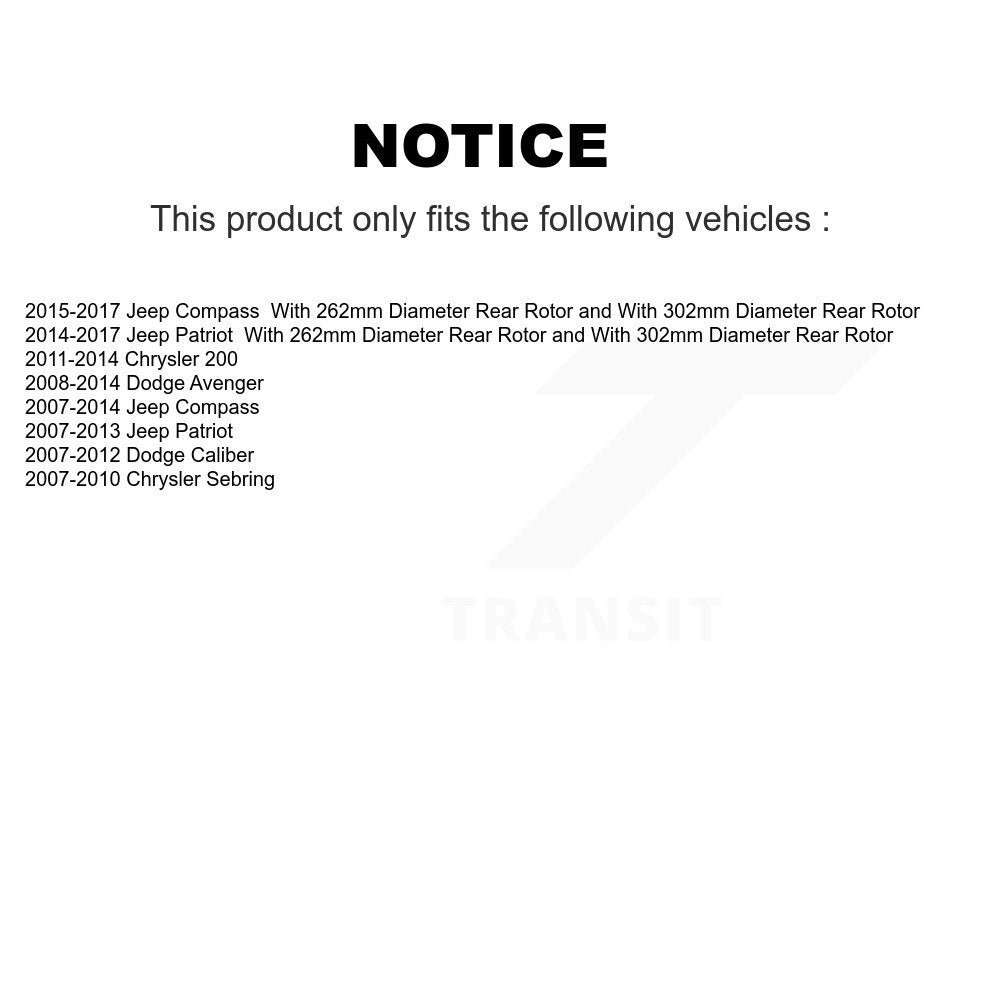 [Arrière] Sabot de frein de stationnement pour Jeep Patriot Dodge Chrysler Compass 200 Caliber KNH-100060
