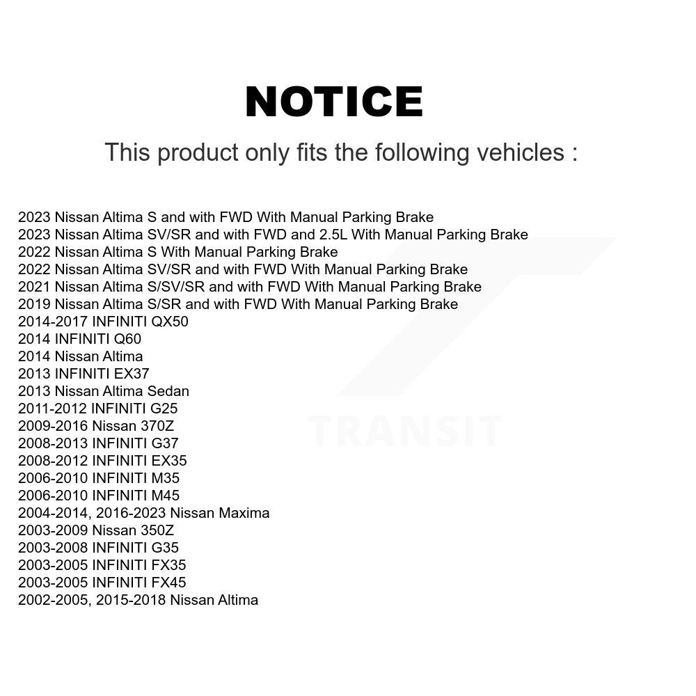 [Arrière] Sabot de frein de stationnement pour Nissan Altima INFINITI Maxima G37 G35 QX50 350Z KNH-100070