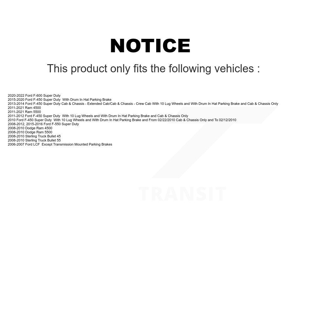 [Arrière] Sabot de frein de stationnement pour Ford F-450 Super Duty F-550 Ram Dodge Sterling KNH-100095