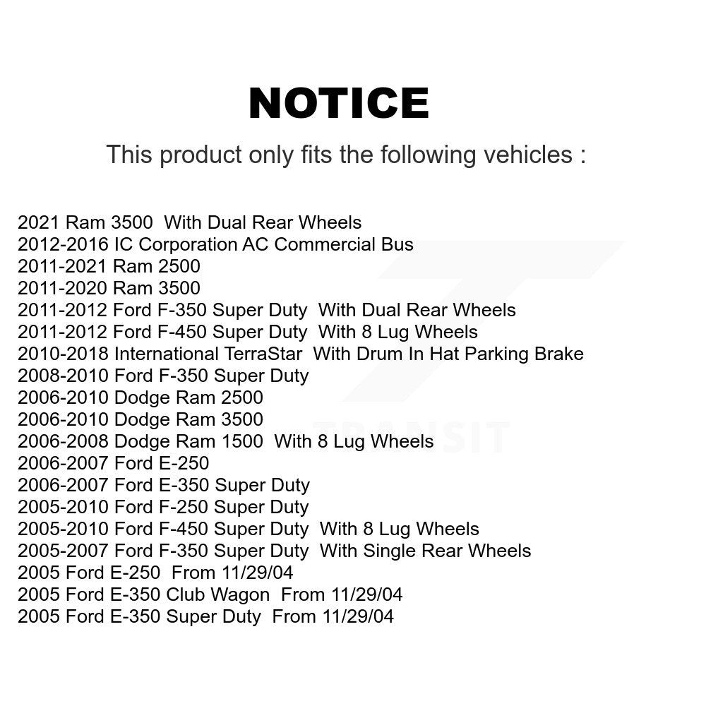 [Arrière] Sabot de frein de stationnement pour Ram Ford Dodge 2500 3500 F-350 Super Duty 1500 KNH-100098