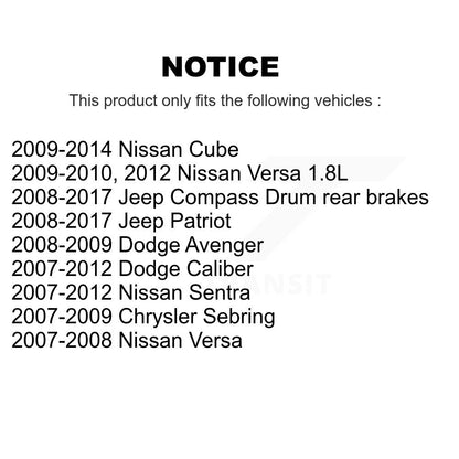 [Arrière] Sabot de frein à tambour pour Nissan Jeep Versa Patriot Sentra Compass Dodge Cube KNH-100122