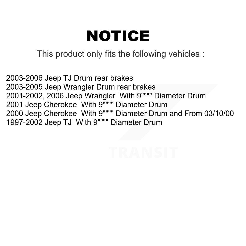 [Arrière] Sabot de frein à tambour pour Jeep Wrangler Cherokee TJ KNH-100125