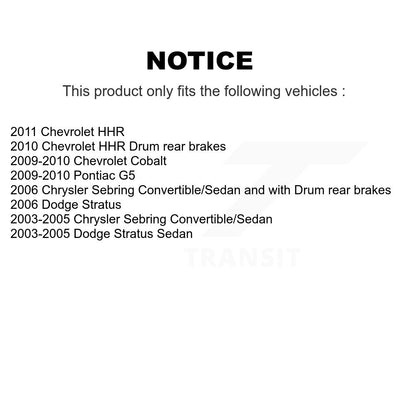 [Arrière] Sabot de frein à tambour pour Chevrolet Cobalt Chrysler Sebring Pontiac G5 HHR KNH-100126