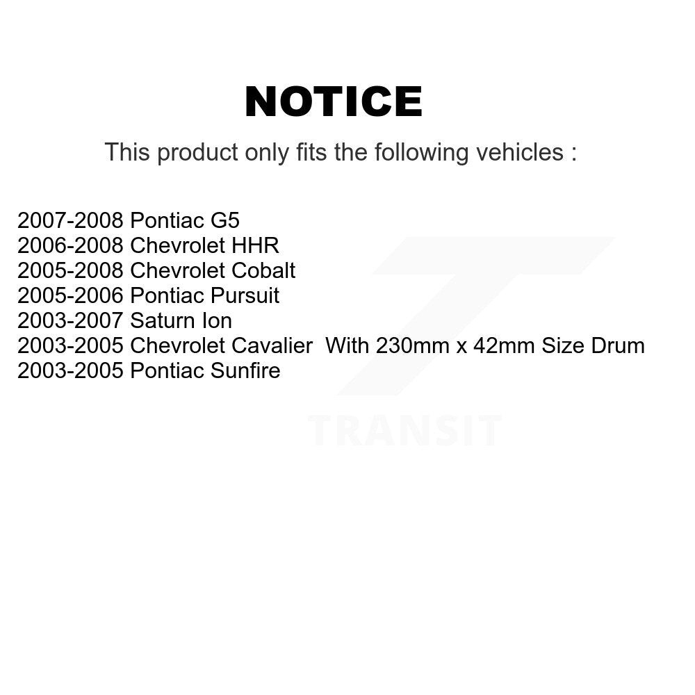 [Arrière] Sabot de frein à tambour pour Chevrolet Pontiac Cobalt Saturn Ion G5 Sunfire HHR KNH-100161
