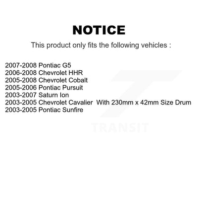 [Arrière] Sabot de frein à tambour pour Chevrolet Pontiac Cobalt Saturn Ion G5 Sunfire HHR KNH-100161