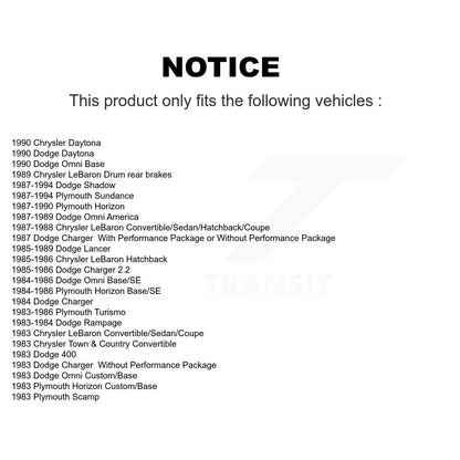 [Arrière] Sabot de frein à tambour pour Dodge Chrysler LeBaron Shadow Plymouth Sundance 400 KNH-100173