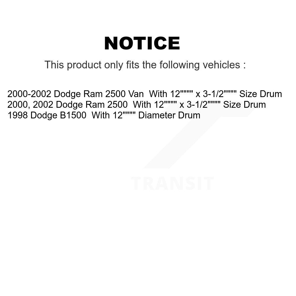 [Arrière] Sabot de frein à tambour pour Dodge Ram 2500 Van B1500 KNH-100190