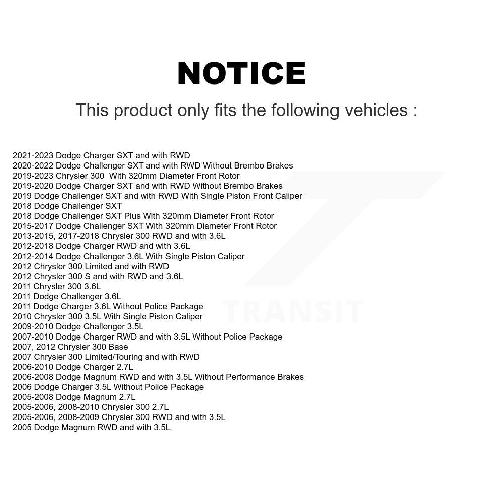 [Avant + Arrière] Kit de plaquette (semi-métallique) de frein pour Dodge Charger Chrysler 300 Challenger Magnum KPF-100027