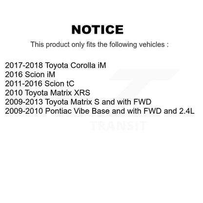 [Avant + Arrière] Kit de plaquette (semi-métallique) de frein pour Scion Toyota tC Matrix Pontiac Vibe Corolla iM KPF-100091