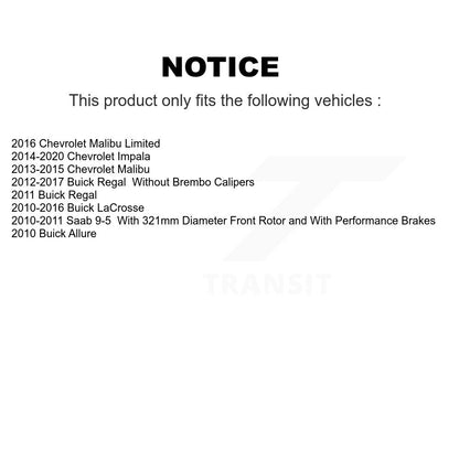 [Avant + Arrière] Kit de plaquette (semi-métallique) de frein pour Chevrolet Malibu Buick Impala LaCrosse Regal Limited Saab 9-5 Allure KPF-100179