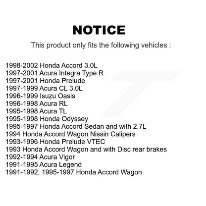 [Avant + Arrière] Kit de plaquette (semi-métallique) de frein pour Honda Accord Acura Integra Prelude Odyssey CL Legend TL RL Vigor Isuzu Oasis KPF-100306