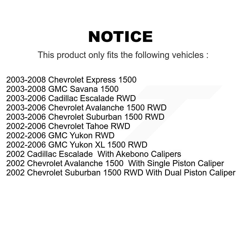 [Avant + Arrière] Kit de plaquette (semi-métallique) de frein pour Chevrolet Tahoe GMC Suburban 1500 Avalanche Yukon XL Cadillac Escalade Express Savana KPF-100358