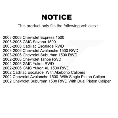 [Avant + Arrière] Kit de plaquette (semi-métallique) de frein pour Chevrolet Tahoe GMC Suburban 1500 Avalanche Yukon XL Cadillac Escalade Express Savana KPF-100358