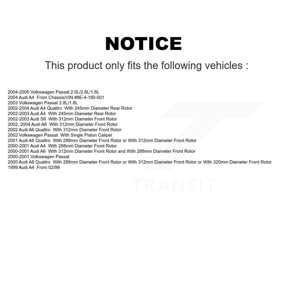 [Avant + Arrière] Kit de plaquette (semi-métallique) de frein pour Volkswagen Passat Audi A4 Quattro A6 S6 KPF-100381