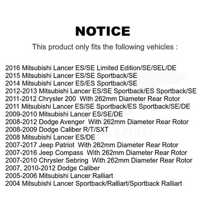 [Avant + Arrière] Kit de plaquette (semi-métallique) de frein pour Jeep Patriot Dodge Compass Chrysler Caliber Avenger Mitsubishi Lancer Sebring 200 KPF-100398