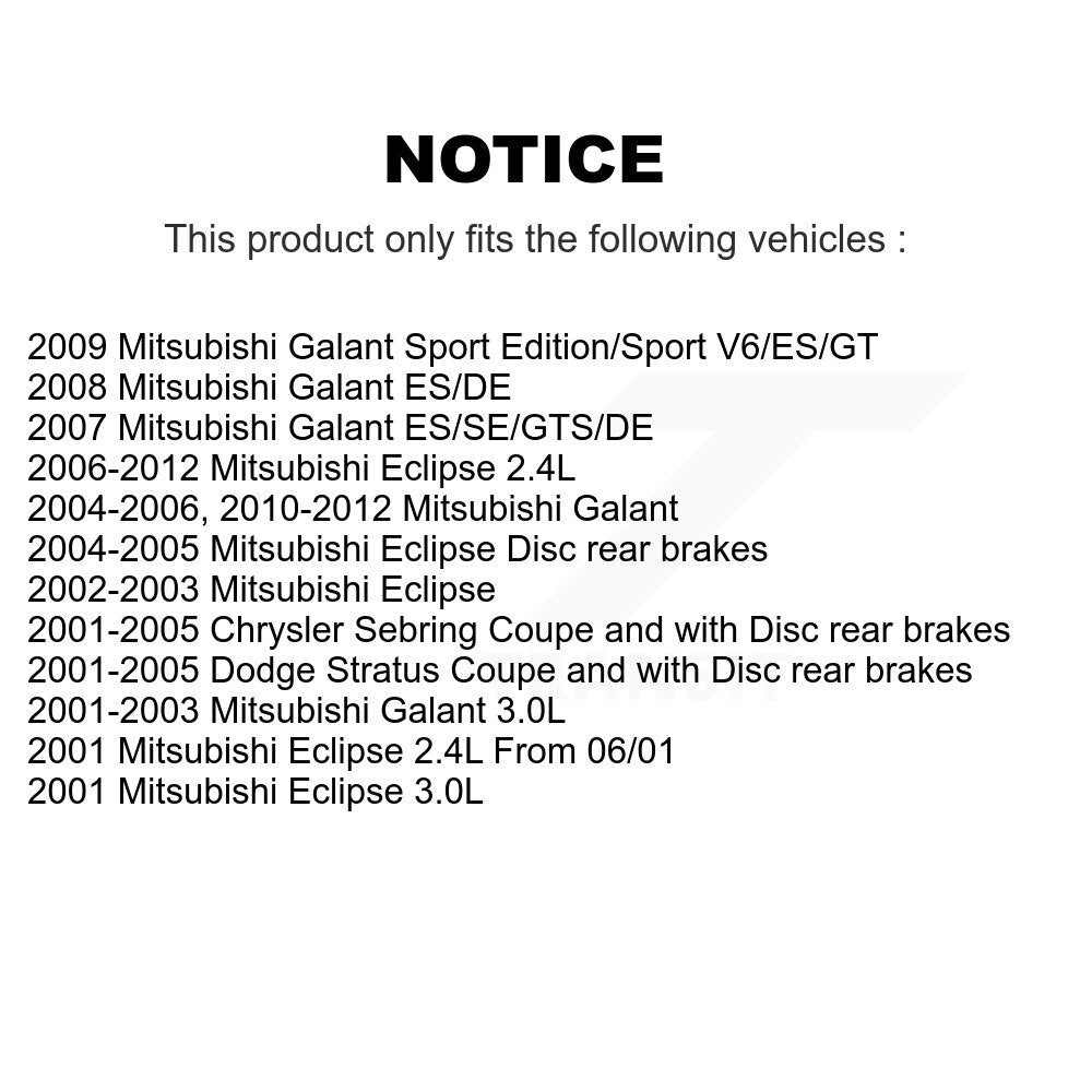 [Avant + Arrière] Kit de plaquette (semi-métallique) de frein pour Mitsubishi Galant Eclipse Chrysler Sebring Dodge Stratus KPF-100400