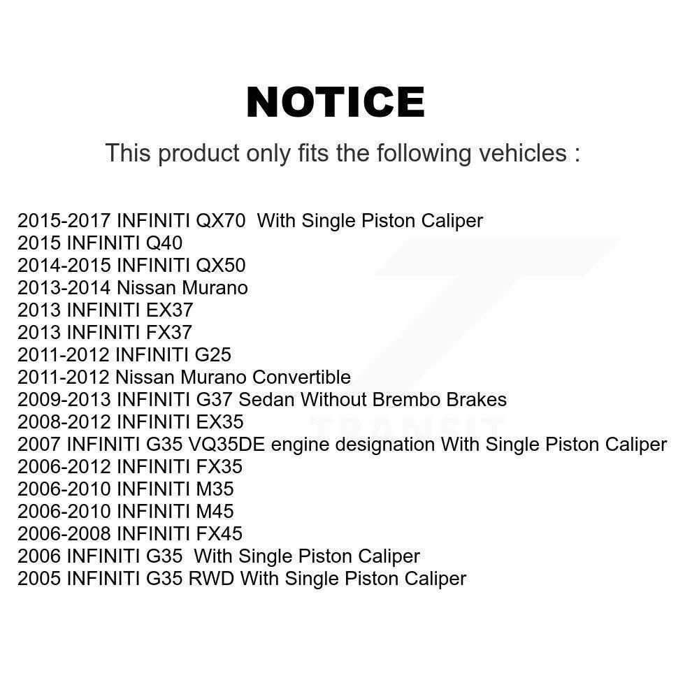 [Avant + Arrière] Kit de plaquette (semi-métallique) de frein pour INFINITI Nissan G37 Murano G35 FX35 M35 350Z EX35 M37 QX70 370Z G25 Q70 Q70L M45 Q40 FX37 QX50 FX45 M56 EX37 M35h Renault Koleos KPF-100406