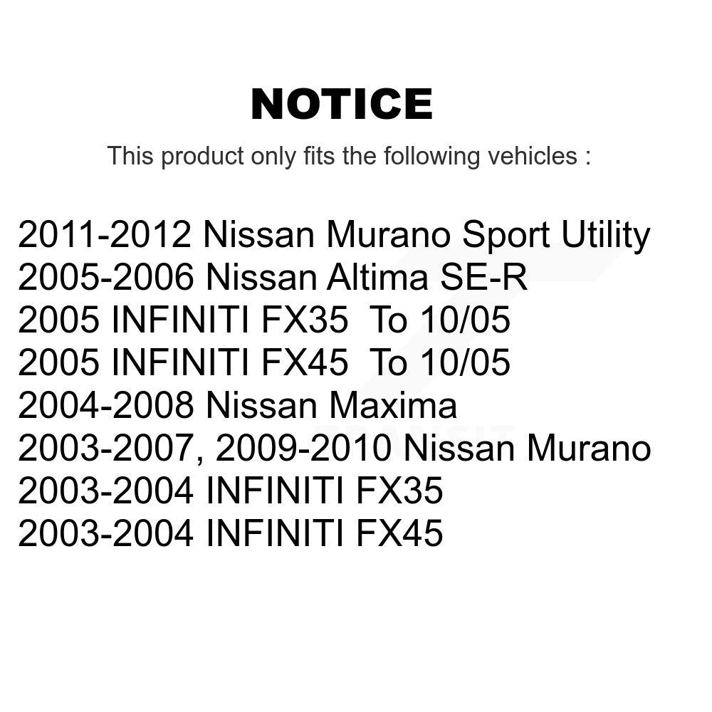 [Avant + Arrière] Kit de plaquette (semi-métallique) de frein pour Nissan Murano Altima Maxima INFINITI FX35 FX45 KPF-100456