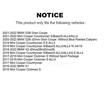 [Avant + Arrière] Kit de plaquette (semi-métallique) de frein pour BMW X1 Mini Cooper Countryman Clubman X2 228i Gran Coupe xDrive KPF-100510