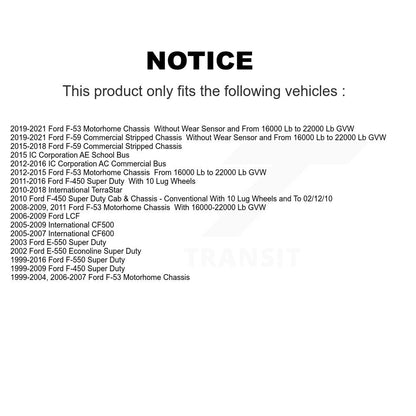 [Avant + Arrière] Kit de plaquette (semi-métallique) de frein pour Ford F-450 Super Duty F-550 F-59 Commercial Stripped Chassis International IC Corporation LCF CF500 CF600 TerraStar AE School Bus E-550 AC F-53 KPF-100569