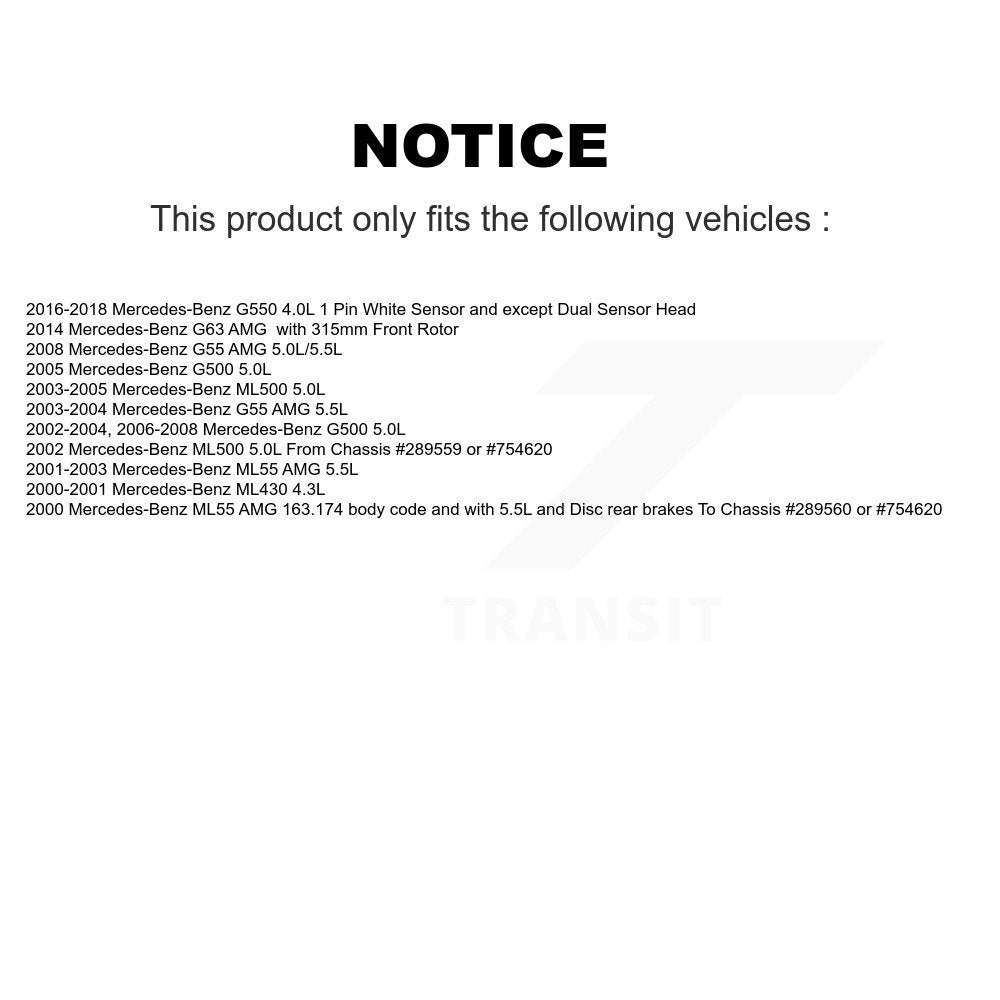 [Avant] Capteur usure plaquettes de frein pour Mercedes-Benz ML500 ML430 G500 G550 G63 AMG G55 KSE-100098