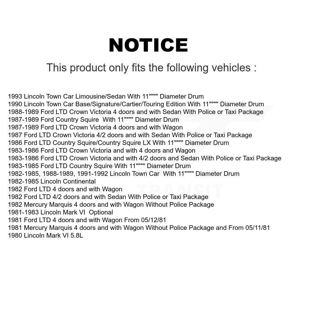 [Avant + Arrière] Kit de plaquette (semi-métallique) de frein pour Ford LTD Lincoln Town Car Crown Victoria Mark VI Continental Country Squire Mercury Marquis KSN-100052