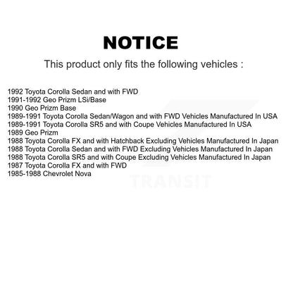 [Avant + Arrière] Kit de plaquette (semi-métallique) de frein pour Toyota Corolla Geo Prizm Chevrolet Nova KSN-100055