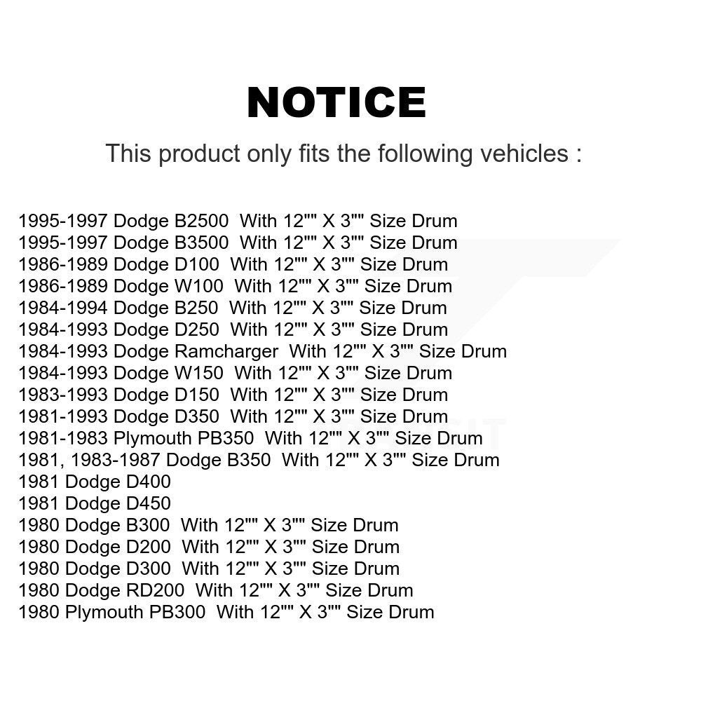 [Avant + Arrière] Kit de plaquette (semi-métallique) de frein pour Dodge D150 B250 D250 B2500 W150 D350 B3500 Ramcharger D100 B350 W100 B300 D200 Plymouth PB350 D300 PB300 D400 D450 RD200 KSN-100059
