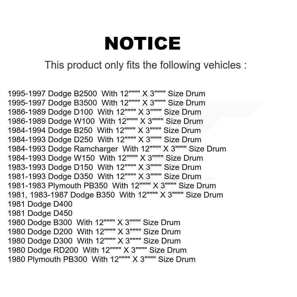 [Avant + Arrière] Kit de plaquette (semi-métallique) de frein pour Dodge D150 B250 D250 B2500 W150 D350 B3500 Ramcharger D100 B350 W100 B300 D200 Plymouth PB350 D300 PB300 D400 D450 RD200 KSN-100059