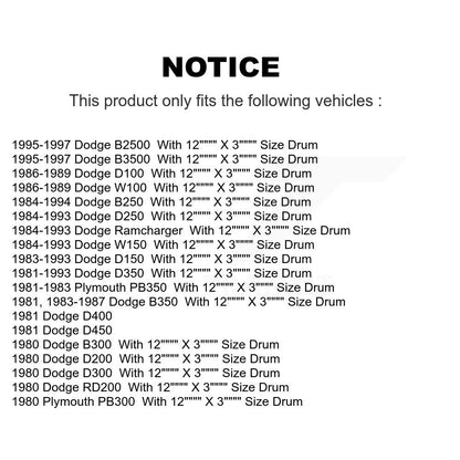 [Avant + Arrière] Kit de plaquette (semi-métallique) de frein pour Dodge D150 B250 D250 B2500 W150 D350 B3500 Ramcharger D100 B350 W100 B300 D200 Plymouth PB350 D300 PB300 D400 D450 RD200 KSN-100059