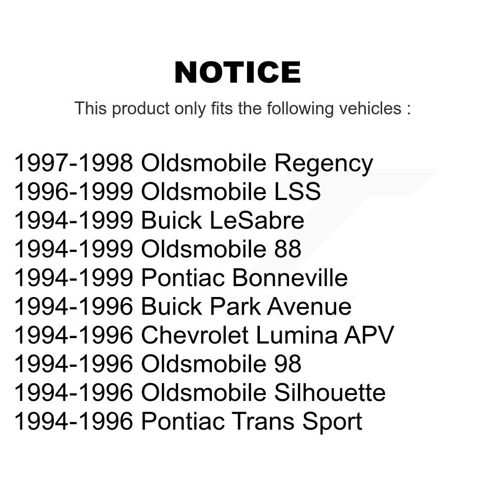 [Avant + Arrière] Kit de plaquette (semi-métallique) de frein pour Buick LeSabre Oldsmobile 88 Pontiac Bonneville Park Avenue 98 Chevrolet Lumina APV Regency LSS Trans Sport Silhouette KSN-100141
