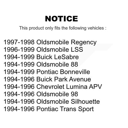 [Avant + Arrière] Kit de plaquette (semi-métallique) de frein pour Buick LeSabre Oldsmobile 88 Pontiac Bonneville Park Avenue 98 Chevrolet Lumina APV Regency LSS Trans Sport Silhouette KSN-100141