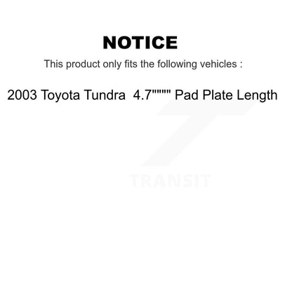 [Avant + Arrière] Kit de plaquette (semi-métallique) de frein pour 2003 Toyota Tundra 4.7" Plate longueur KSN-100291