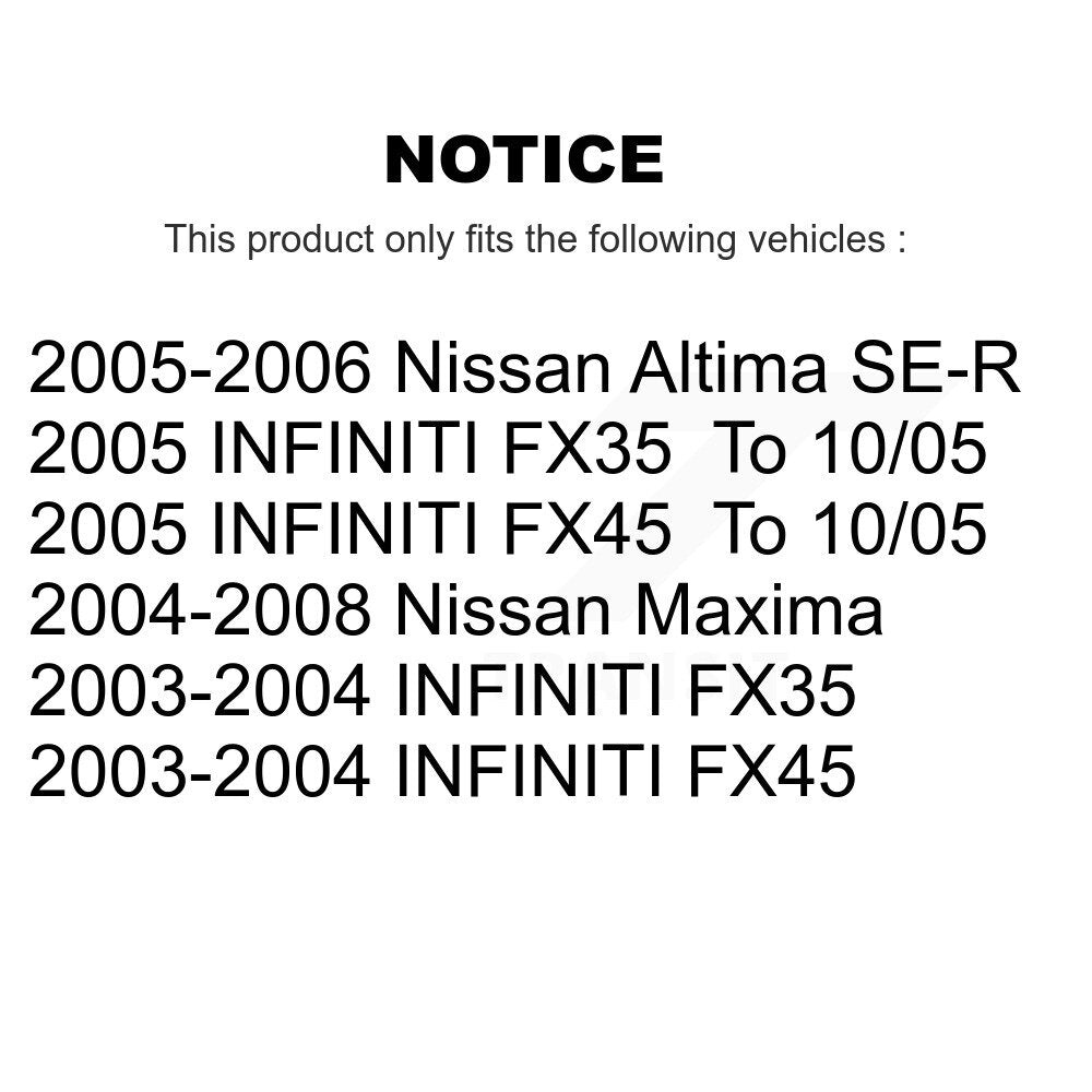 [Avant + Arrière] Kit de plaquette (semi-métallique) de frein pour Nissan Altima Maxima Infiniti FX35 FX45 INFINITI KSN-100561
