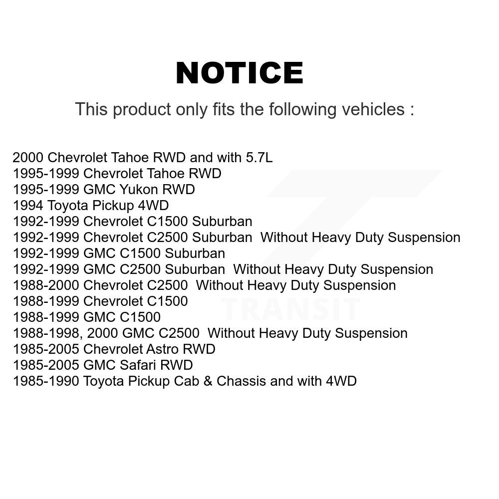 [Avant] Kit d'amortisseur de suspension pour Chevrolet C1500 GMC Tahoe C2500 Suburban Yukon KSS-100001