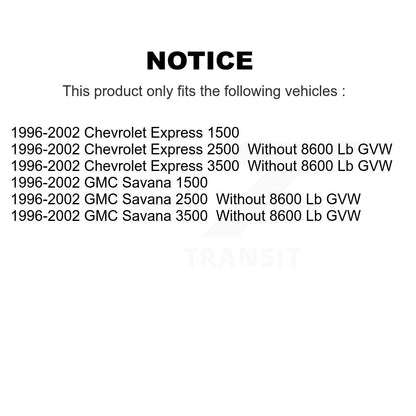 [Avant] Kit d'amortisseur de suspension pour 1996-2002 Chevrolet Express 3500 GMC 1500 2500 Savana KSS-100003