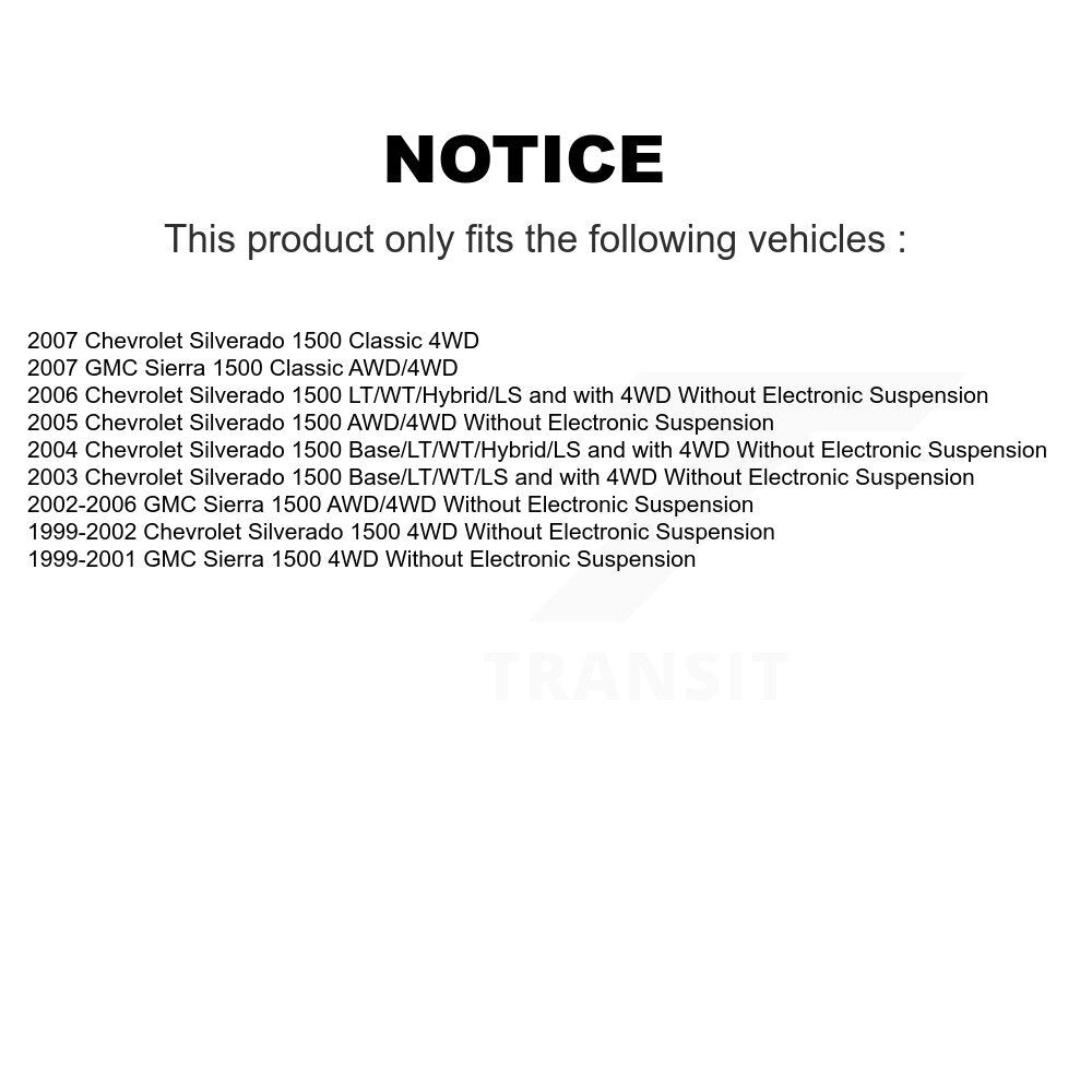 [Avant] Kit d'amortisseur de suspension pour Chevrolet Silverado 1500 GMC Sierra Classic KSS-100022
